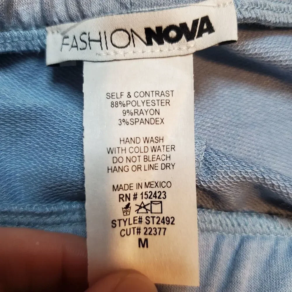 Fashion Nova medium womens blue and white biker shorts
